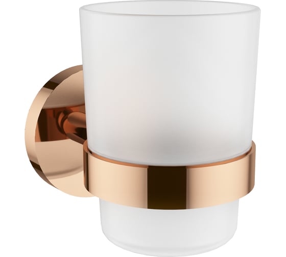 Изображение товара Стеклянный стакан для зубных щеток и пасты Wellsee Finishing Touch с латунным настенным держателем 182509000