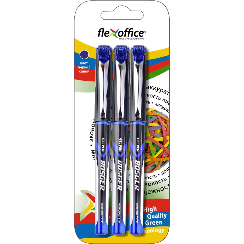 Изображение товара Гелевая ручка Flexoffice bizner bosger синяя 3 шт. Nabor