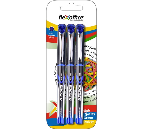 Изображение товара Гелевая ручка Flexoffice bizner bosger синяя, 3 шт. BIZ-GEL23 BLUE/3B