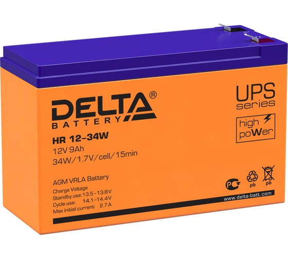 Изображение товара Батарея аккумуляторная Delta HR 12-34 W