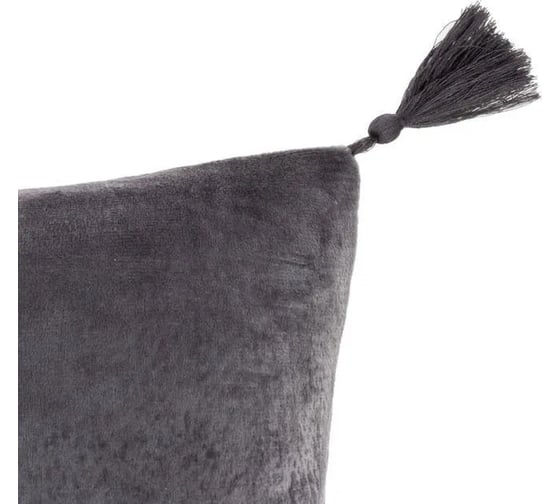 Изображение товара Чехол на подушку с кисточками Этель серый, 45х45 см, 100% полиэстер, велюр 6906469