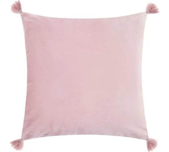 Изображение товара Чехол на подушку с кисточками Этель розовый, 45х45 см, 100% полиэстер, велюр 6906467