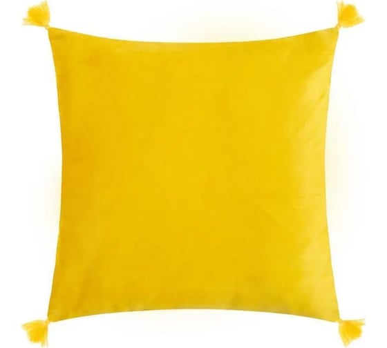 Изображение товара Чехол на подушку с кисточками Этель желтый, 45х45 см, 100% полиэстер, велюр 6906464