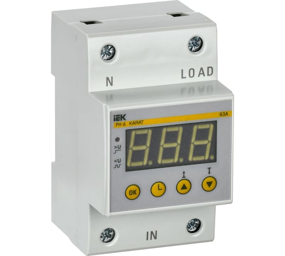 Изображение товара Однофазное реле напряжения IEK рн-д 54мм 63а IVR31-1-63
