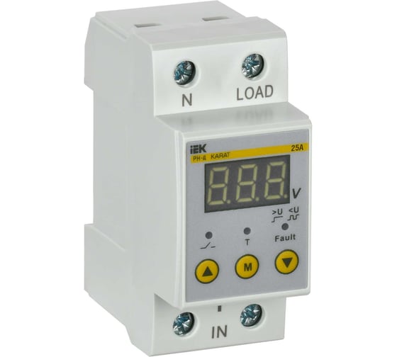 Изображение товара Однофазное реле напряжения IEK рн-д 36мм 25а IVR21-1-25