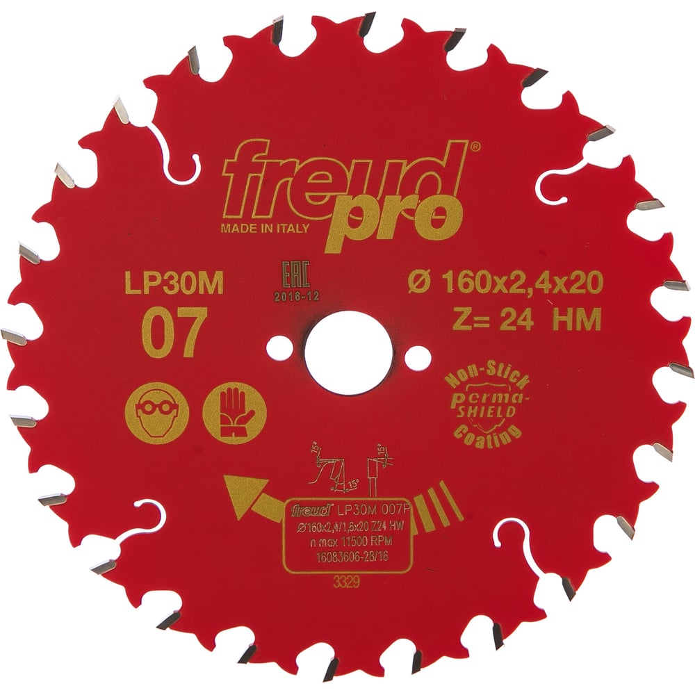 фото Диск пильный по дереву lp30m (160х20 мм; 24z) freud pro lp30m007