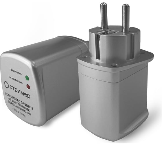 Изображение товара Устройство защиты от импульсных перенапряжений Стример в розетку с заземлением РИФ-Д-I+II 275/7 (1+1) 112004