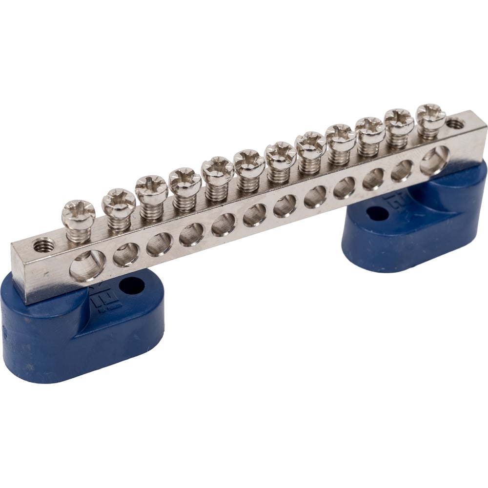 Изображение товара Шина IEK ноль на двух угловых изоляторах никелевое покрытие 12 постов