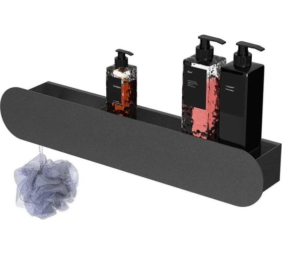 Изображение товара Полка Граф Держалкин Round patron 50x9.2x9 крючки слева черная Fl-ro-pat50л-ч