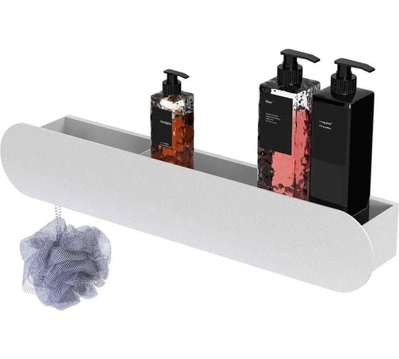 Изображение товара Полка Граф Держалкин Round patron 50x9.2x9 крючки слева белая Fl-ro-pat50л-б