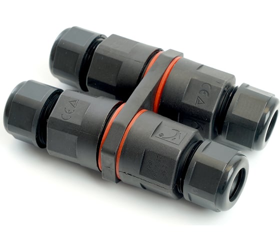 Изображение товара 3-контактный соединитель-коннектор STEKKER ld542 на 4 выхода, с СМК221 пружинным контактом, ip68, черный, 49195