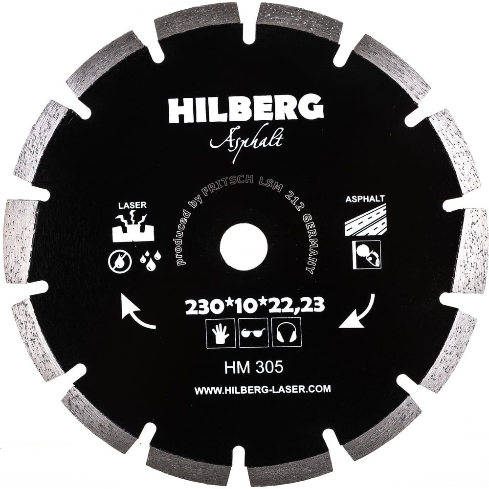 Изображение товара Диск алмазный отрезной Hilberg 230x22 23 сегментированный для асфальта и песчаника HM305