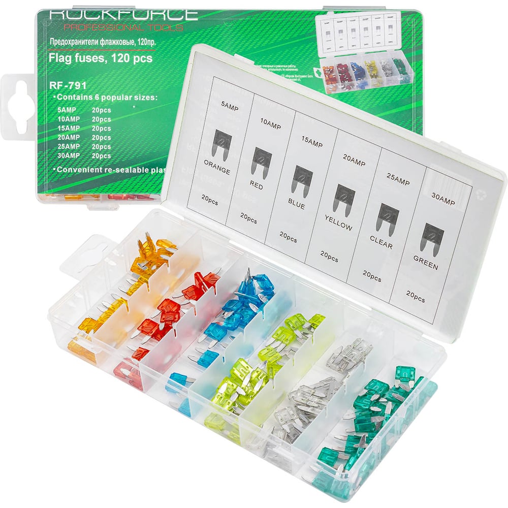 Предохранители флажковые Rockforce 120пр. RF-791(54545)