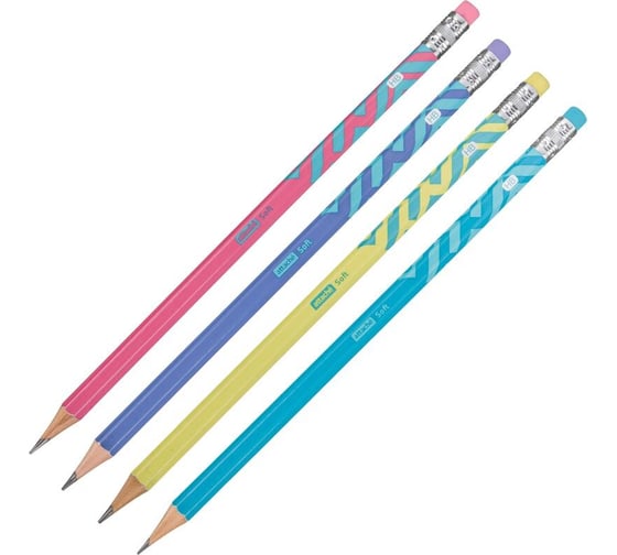 Изображение товара Чернографитный карандаш Attache Soft HB, ласт, шестигранный, дерево, 48 шт., в ассортименте 1706376