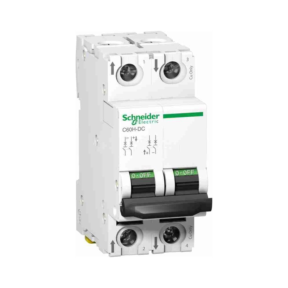 фото Автоматический выключатель schneider electric acti 9 c60h 2p 3a 500в dc se a9n61523