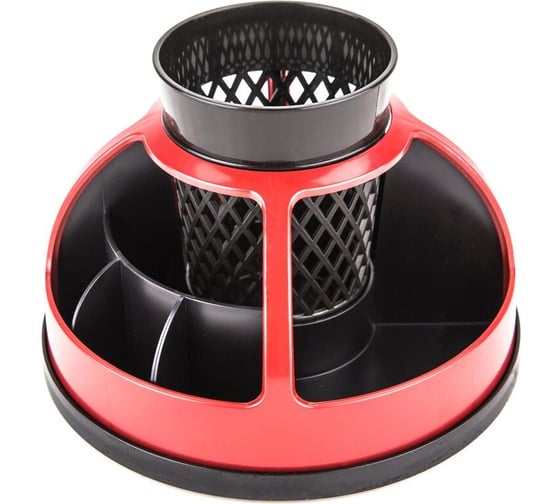 Изображение товара Подставка-органайзер для канцелярских мелочей Attache вращ-ся, 5 отделений, красный/черный 1835235