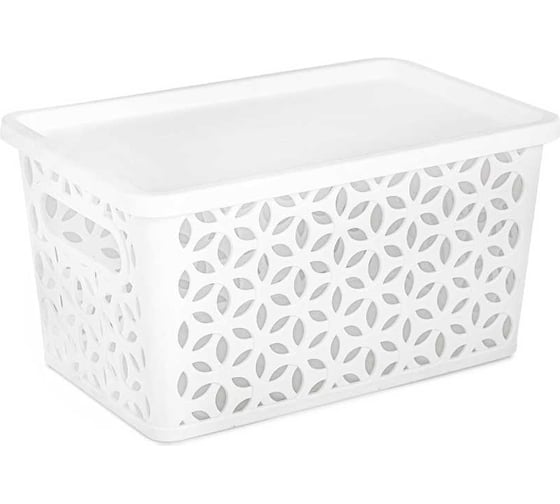 Изображение товара Корзина ЗПИ Альтернатива Мираж 290x190x150 мм с крышкой белый М8369