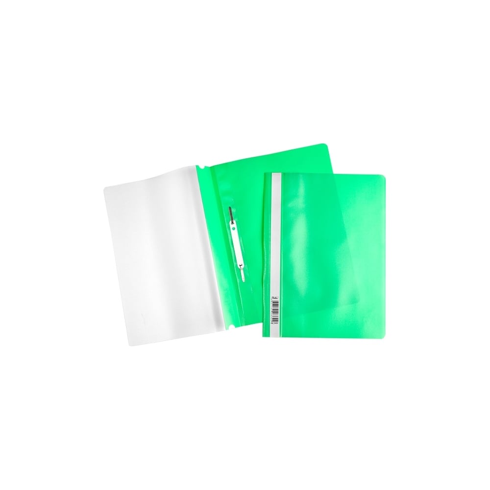 Изображение товара Папка-скоросшиватель Hatber А4 120/160мкм Зеленая Пластиковая прозрачный верх с един.штрих-кодом, 500шт. 010949