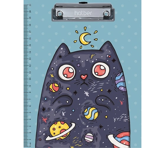 Изображение товара Папка-планшет Hatber А5ф с металлическим зажимом, матовая ламинация Космический котик, 24 шт. 075746