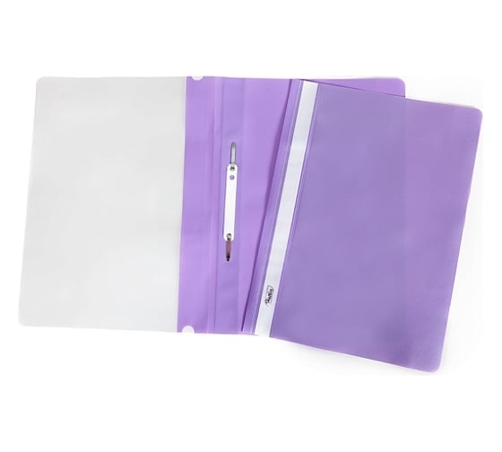 Изображение товара Папка-скоросшиватель Hatber А4 120/160мкм Фиолетовая Пластиковая прозрачный верх, 500шт. 010962