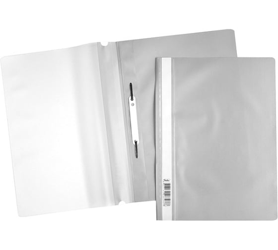 Изображение товара Папка-скоросшиватель Hatber А4 120/160мкм Серая Пластиковая прозрачный верх, 500шт. 010959