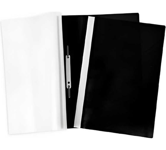 Изображение товара Папка-скоросшиватель Hatber А4 100/120мкм Черная Пластиковая прозрачный верх 600шт. 029829