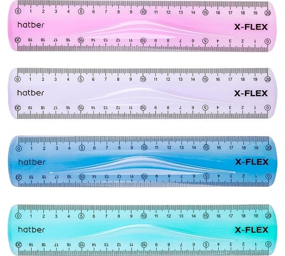 Изображение товара Пластиковая линейка Hatber гибкая 20см X-Flex цветная Ассорти, в пакете, 48 шт. 067320