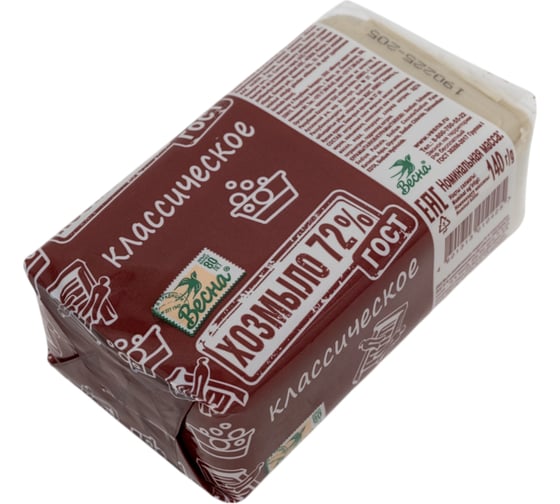 Изображение товара Хозмыло ВЕСНА 72% ГОСТ (классическое) в п/пропиленовой пленке, 140 г 6048