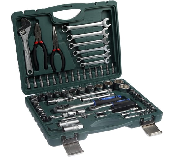 Изображение товара Автомобильный набор инструментов в кейсе ТУНДРА CrV, 1/2" и 1/4", 72 предмета 1720446