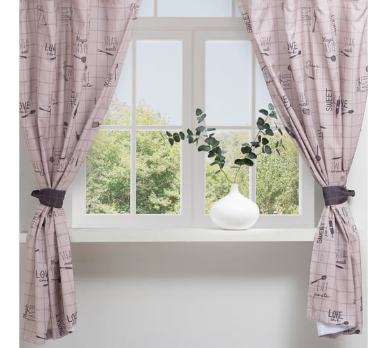 Изображение товара Комплект штор для кухни Этель Homemade с подхватами, 145x170 см, 2 шт, 100% полиэстер 5513586