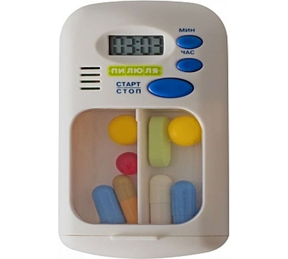 Изображение товара Таблетница электронная с таймером для двух видов ПИЛЮЛЯ УТ-00011738