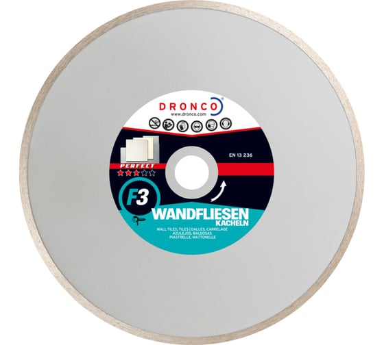 Изображение товара Диск алмазный по плитке F3 Perfect GRF (200x2.3x25.4 мм) DRONCO 4203515100