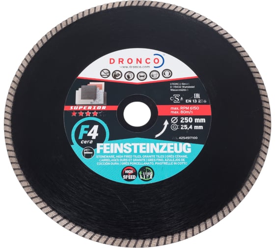 Изображение товара Диск алмазный F4 Cera Express GRF (250x2x25.4 мм) DRONCO 4254517100