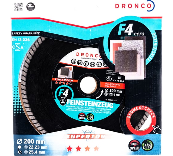 Изображение товара Диск алмазный F4 Cera Express GRF (200x2x25.4 мм) DRONCO 4204517100