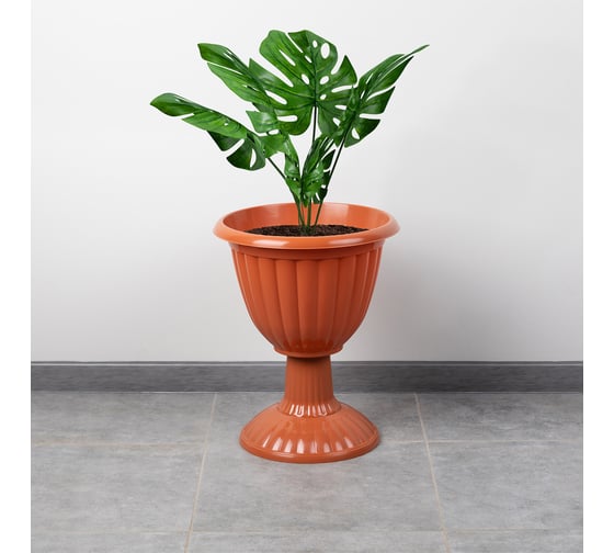 Изображение товара Вазон ЗПИ Альтернатива Жасмин 12л на высокой ножке коричневый М1556