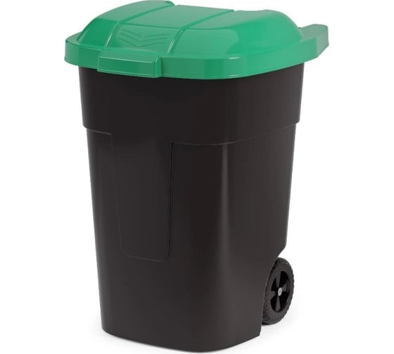 Изображение товара Бак ЗПИ «Альтернатива» для мусора 65л на колесах черно-зеленый М4663