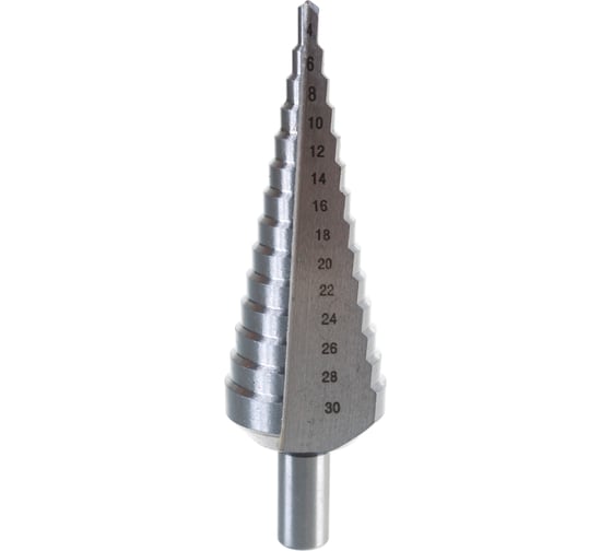 Изображение товара Сверло ступенчатое HSS 4-30х100 мм, 14 ступеней, хвостовик 10 мм Heller 22607