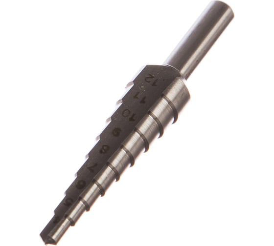 Изображение товара Сверло ступенчатое HSS 4-12х65 мм, 9 ступеней, хвостовик 6 мм Heller 22605