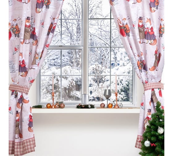 Изображение товара Комплект штор для кухни Этель Winter holidays с подхватами, 145x180 см, 2 шт, габардин 5163062