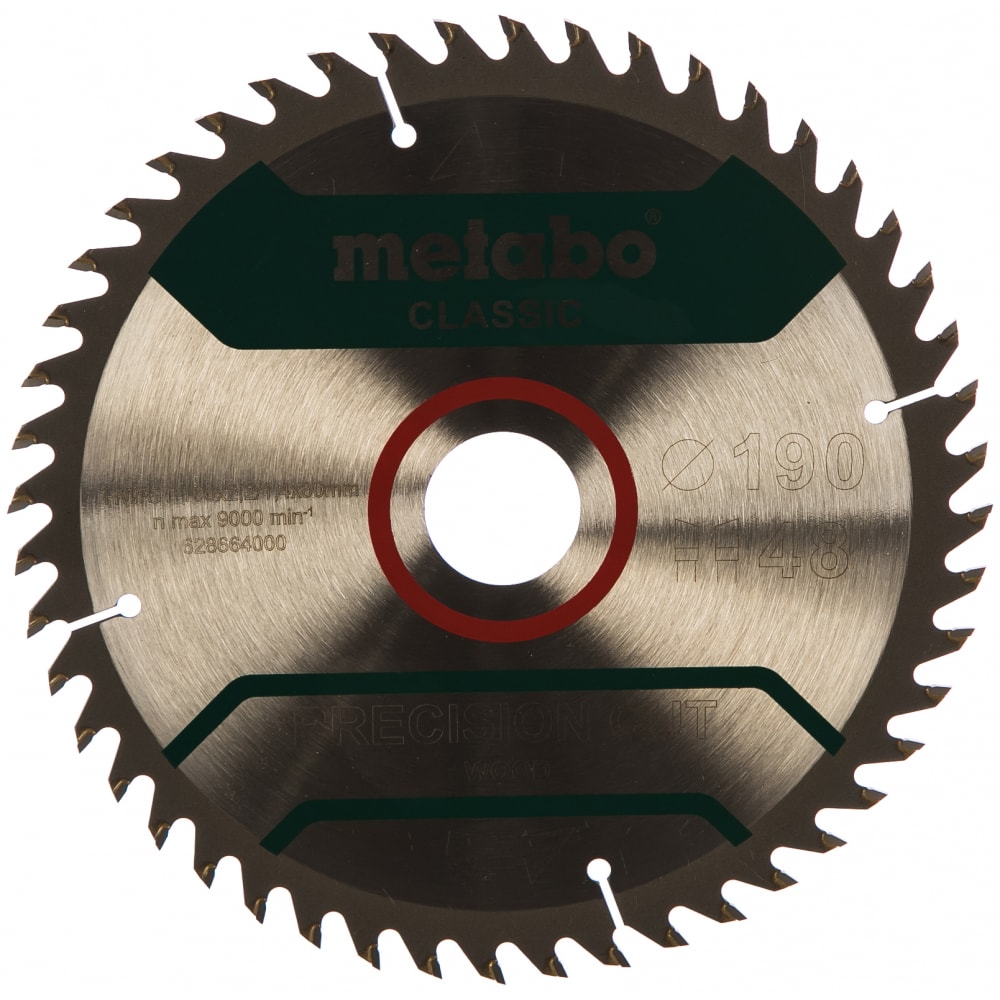 фото Диск пильный precision cut classic (190x30 мм; 48z; wz 15; блистер) metabo 628664000