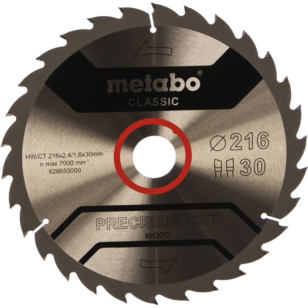 фото Диск пильный precision cut classic (216x30 мм; 30z; wz 22; блистер) metabo 628653000