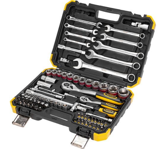 Изображение товара Набор инструментов KRANZ 1/2", 1/4", CRV, пластиковый кейс, 82 предмета KR-66-6682