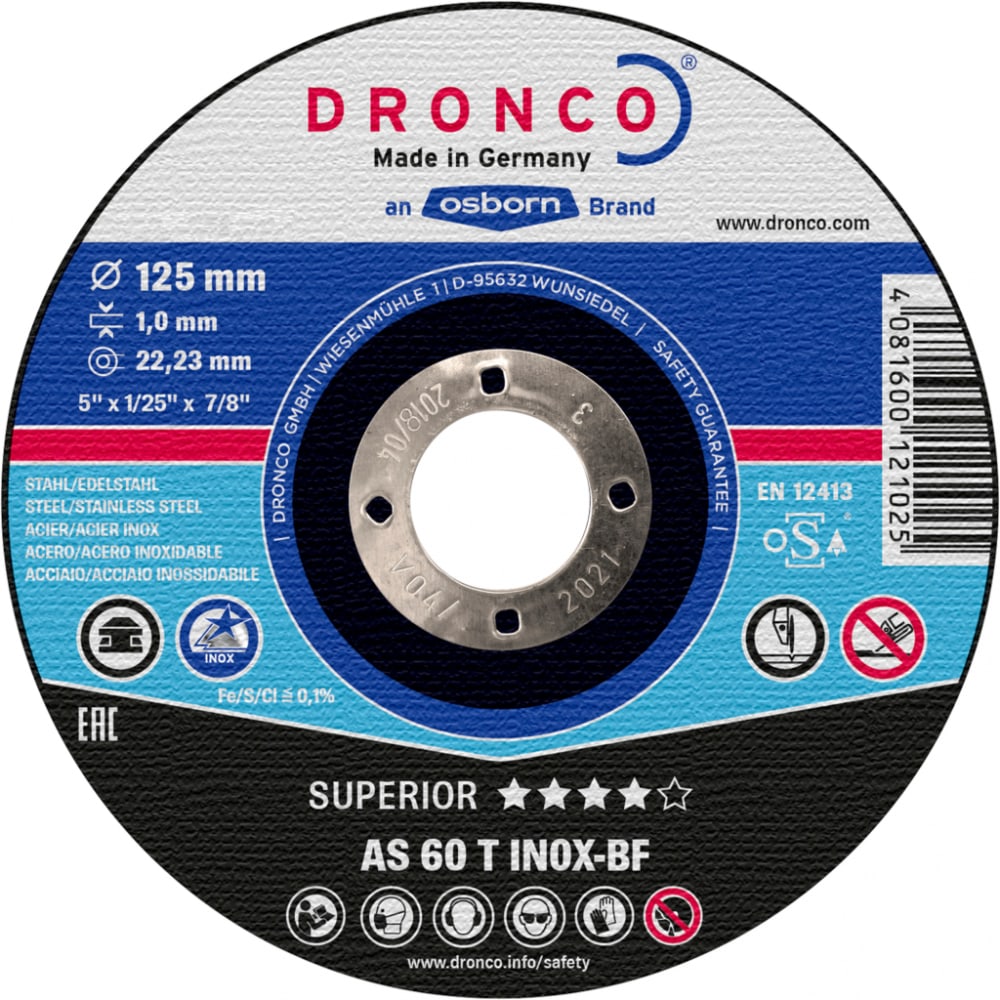 Отрезной диск по нержавейке DRONCO диск отрезной по алюминию dronco