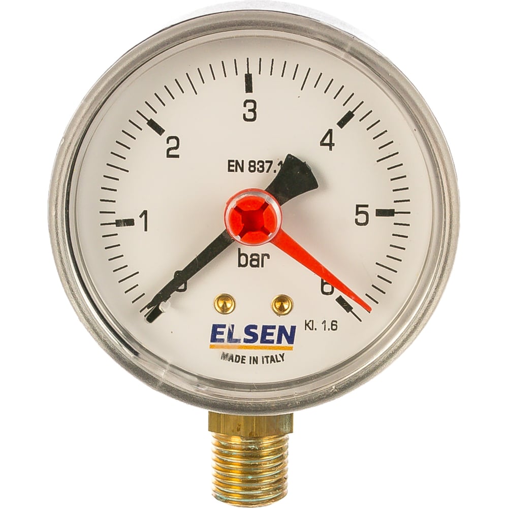 фото Манометр 63 мм, 1/4", радиальный, pn бар-0-6 elsen em63.06