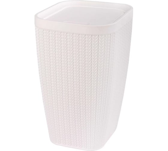 Изображение товара Контейнер для мусора ЗПИ «Альтернатива» "Вязаное плетение" 10л бежевый М7489