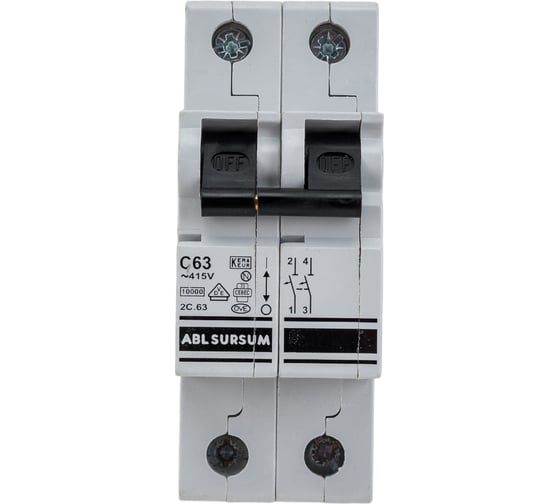 Изображение товара Автоматический выключатель ABL 2P, C, 63 A, 10 кА, 230/400 В AC, серия Т 2C63.0 C63T2