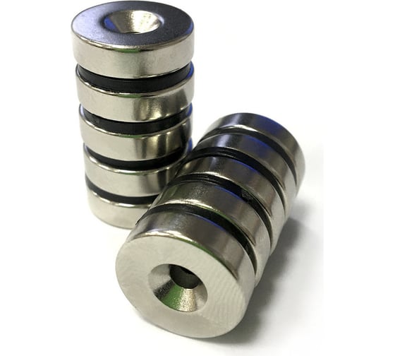 Изображение товара Неодимовый магнит-диск Проф-Магнит NdFeB 16x4.5 мм, с зенковкой 7.22/3.5 мм, 10 шт. D16x7.22/3.5x4.5 зенк_10