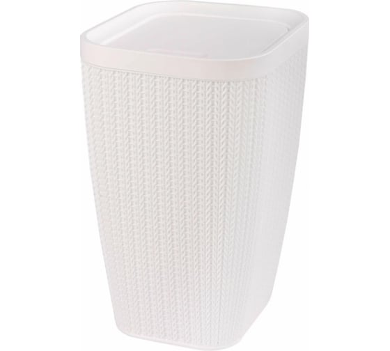 Изображение товара Контейнер для мусора ЗПИ «Альтернатива» "Вязаное плетение" 10л белый М7487