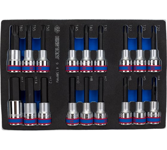 Изображение товара Набор торцевых насадок 1/2", TORX, HEX, L = 80 мм, ложемент, 18 предметов KING TONY 9-4138PRV