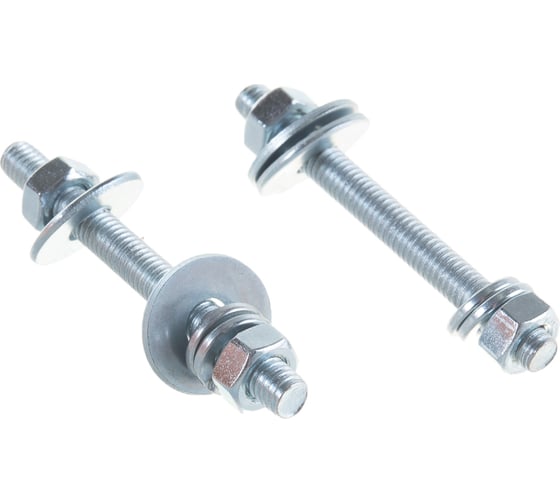 Изображение товара Шпилька DIN976 М6x60 ЕВРОПАРТНЕР в комплекте гайки DIN934 шайбы DIN 9021 и DIN127 Zn 2 шт. 12 0602 1